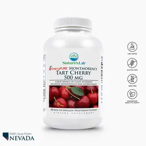 Tart Cherry Extract 500 mg – Joint & Muscle Support – 180 Capsules – Antioxidant & Immune Health Supplement – Non-GMO, Gluten-Free, High Potency – Natural Uric Acid Cleanse