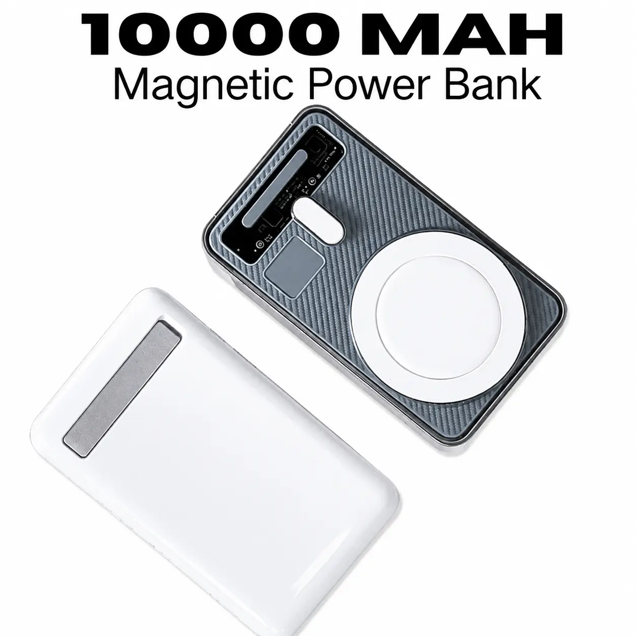 10000mAh Magnetic Wireless Power Bank, Portable Fast Charging Battery Pack with Strong Magnetic Attachment, Slim External Charger with USB-C Input Output for Smartphones and Mobile Devices Game White