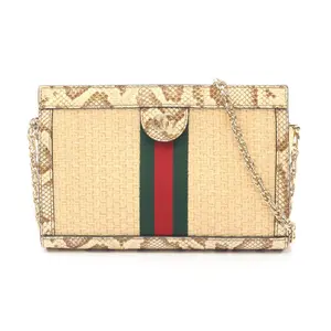 Pre-owned GUCCI Other Shoulder Bags Ophidia exotic leather raffia shoulder bag