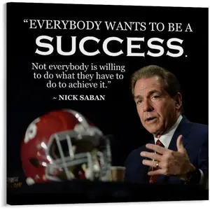 Nick Saban Poster Inspirational Quotes Portrait Art Poster (1) Canvas Print Wall Art Decoration Poster Living Room Office Bedroom Aesthetic Poster 16x16inch(40x40cm) Frame-style