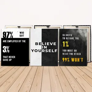 3 Counts Wooden Framed Canvas, Motivational Believe In Yourself Quote Images, Exquisite Poster, Perfect Living Room Decoration, Modern Art, Fashion Family Poster, Wall Art Decoration, Odorless, Artwork