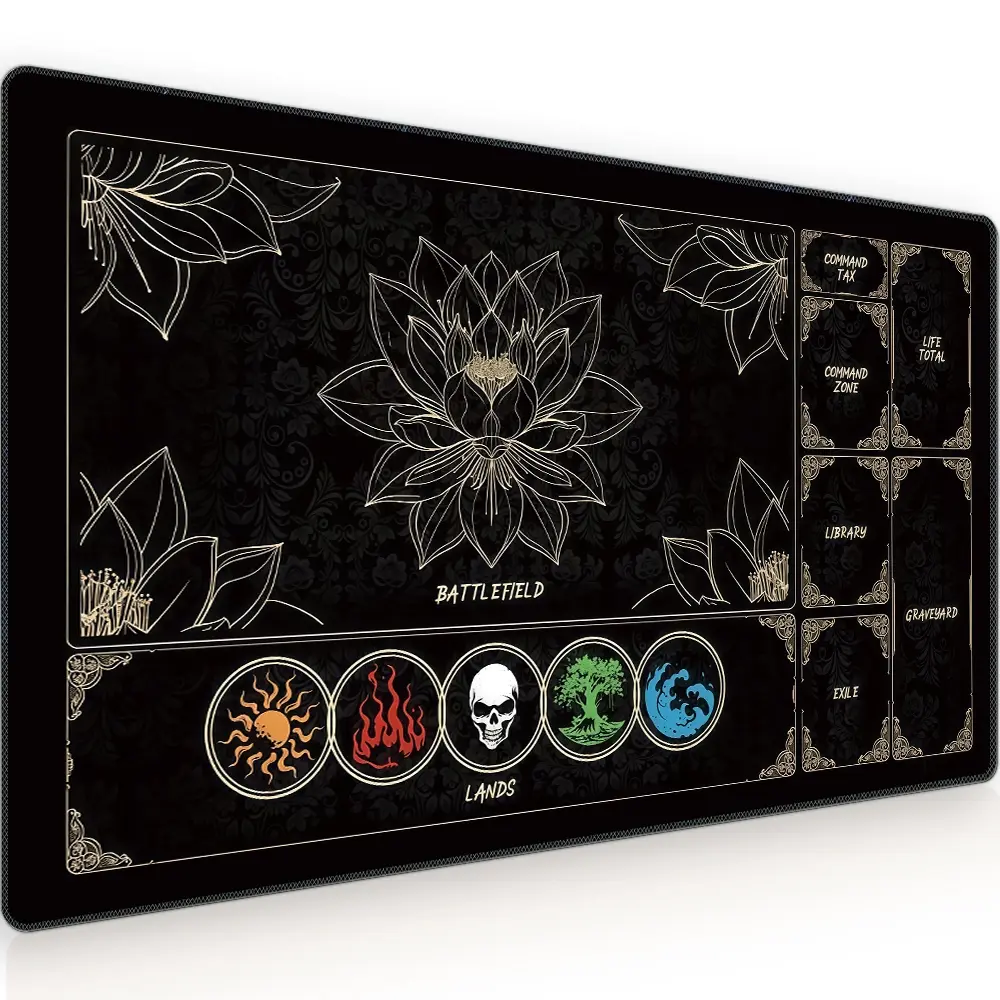 Board Game Card Mat, 3mm Mouse Pad, gaming mouse pads, Non Slip Mousepad, Lotus Pattern, Magic: the Gathering, Collectible Card Game Mat, Non-Slip Base, Suitable for Card Games