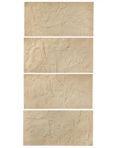 【FathersDayGift】VEVOR 3D Wall Panels, 4 Pack 48 x 24 in PU Natural Stone Imitation Wall Art Tiles, 32 Sq.Ft Coverage Accent Wall Panel, Interior Home Decor for Ceiling, Bedroom, Living & Gaming Room, Stone Yellow