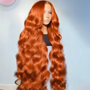 Bling Hair Body Wave Ginger Orange 13x4 13x6 HD Lace Front Human Hair Colored Wig Pre Plucked Ready to Wear 5x5 Glueless Long Wave Ginger for Women 32Inch with Baby Hair dealsforyoudays