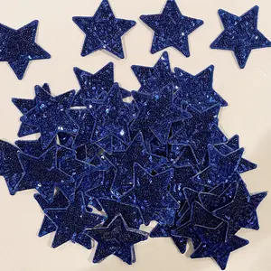 Iron on Glittering Patches - Blue Star Applique for Hat & Jacket, Includes Various Shapes and Designs