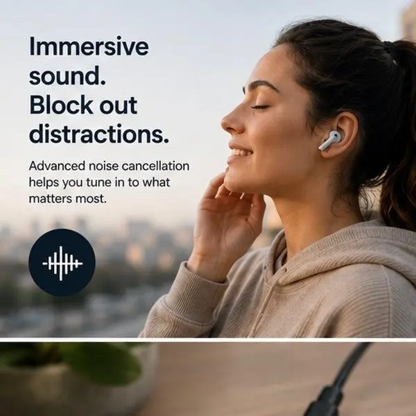 TWS Stereo Sync Wireless Music Earphones - Electronic Workout Device with Secure Grip, Portable Custom Audio, Titanium Build