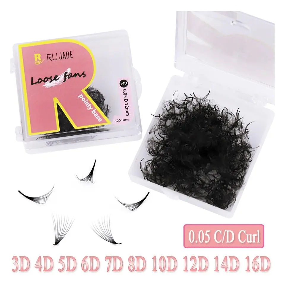Rujade Loose Fans 3D 4D 5D 14D Russian Volume Fans Eyelash Extensions Loose Fans Sharp Stem Thin Pointy Base Premade Fans Lashes 2026 New