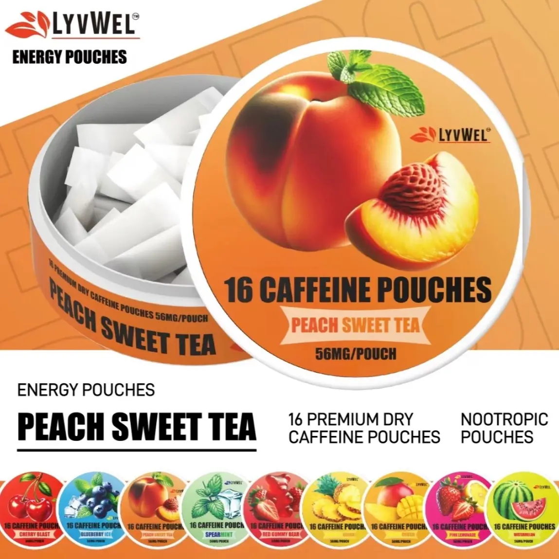 Lyv Wel Energy Pouches (5 Pack) (56mg fuel/pouch) energy Decky + lip pillow+ pre-workout+caffeine pouches +nootropics+upper decky+energy pouches+coffee+zynbabwe+zyn