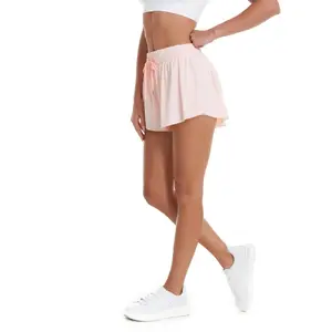 Women's Solid Drawstring Waist Shorts, Pocket Tennis Shorts, Ladies Sportswear Clothing for Tennis Running Gym, Butterfly Shorts