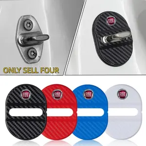 4pcs Car Styling Door Lock Protection Caps, Modification Accessories for Fiat 500 Abarth, Doblo, Tipo, Panda, Ducato, Fiorino, Grande Punto, 500x, Freemont