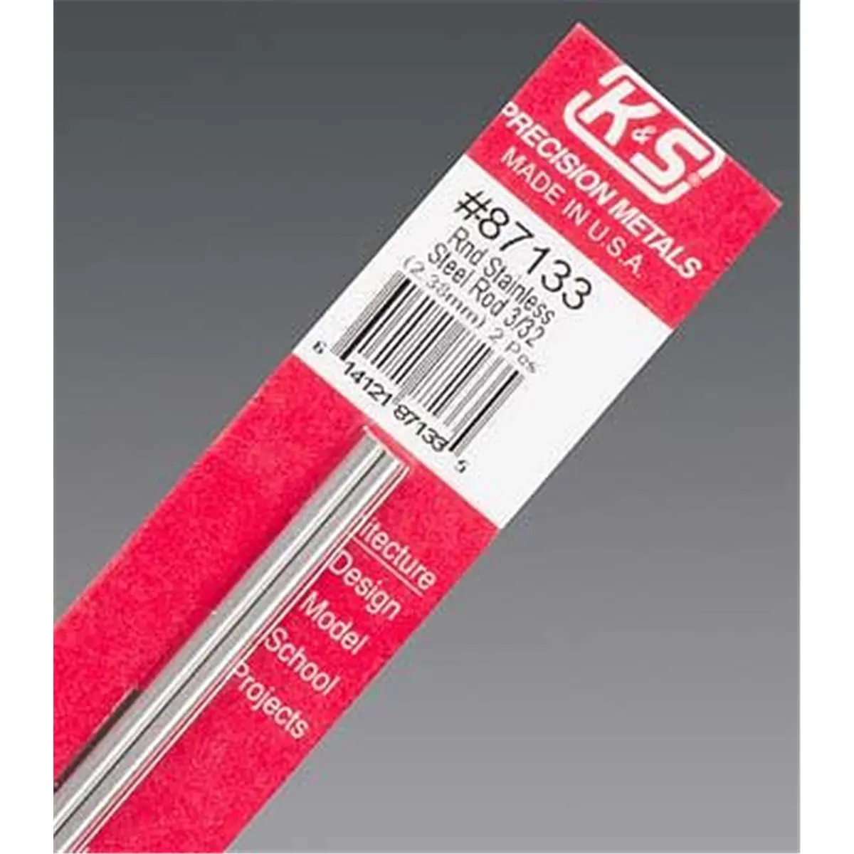 K+S Engineering K & S87133 0.09 x 12 in. Round Stainless Steel Rod - 2 Piece