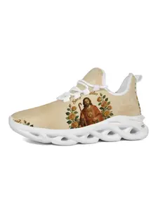 Minimalist & Vintage - Unisex Religious Style Saint Icon & Rose Print Casual Sneakers - Skin-Friendly & Breathable, Non-Slip & Wear-Resistant, Versatile for Daily Outings, Campus Wear & Light Sports