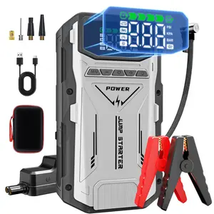 Geeneu Father's Day Gift Upgraded Portable Car Jump Starter, 6000A Car Battery Jump Starter with 150PSI Tire Inflator, 12V Car Battery Jump Starter, 16800mAh Power Bank, with LED Light，Motherboard and Cooling Upgrade