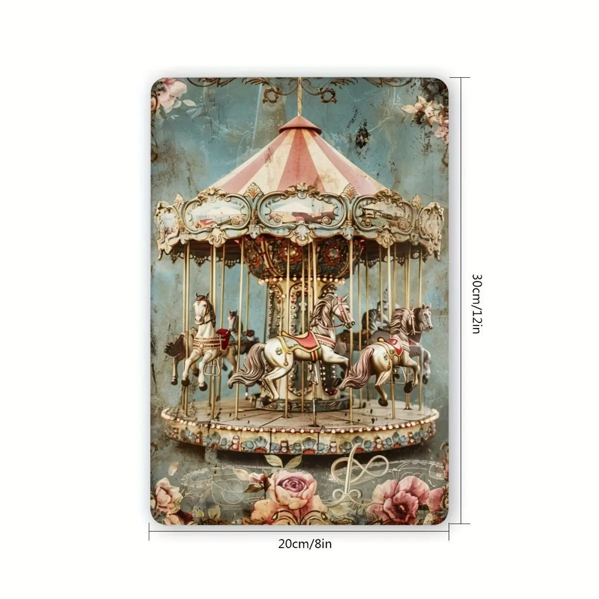 Vintage Carousel Painted Metal Signage - - Suitable for bedroom, art studio, museum decoration - Material: Tinplate, suitable for universities, bathrooms, caves, bars, cafes, garages, farmhouses, caves - Black Retro Poster Gift Home Design