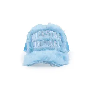Shaggy Baby Blue Fur Trucker Hat