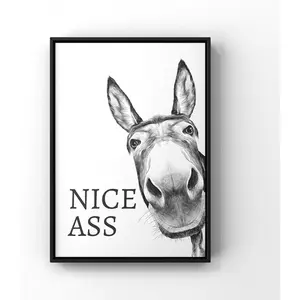 Canvas Painting Vintage Donkey Prints Wall Art for Toilet Decoration Bathroom Decor Picture Unframed
