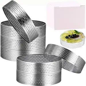 8Packs Perforated Tart Rings 3.15 Inch Stainless Steel Perforated Cake Rings, Round Tart Ring Molds for Cookies, fruit tarts, Prevent Soggy Crust & Even Baking