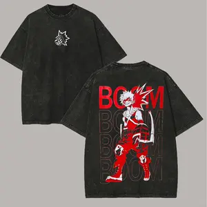 Katsuki Bakugo Printed Unisex Washed T-Shirt b22