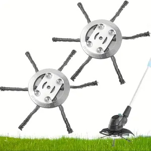 Steel Wire Weed Brush Set, Durable Round Weeder for Lawn Mower, Ergonomic Handle, High Efficiency Garden and Yard Maintenance Tool