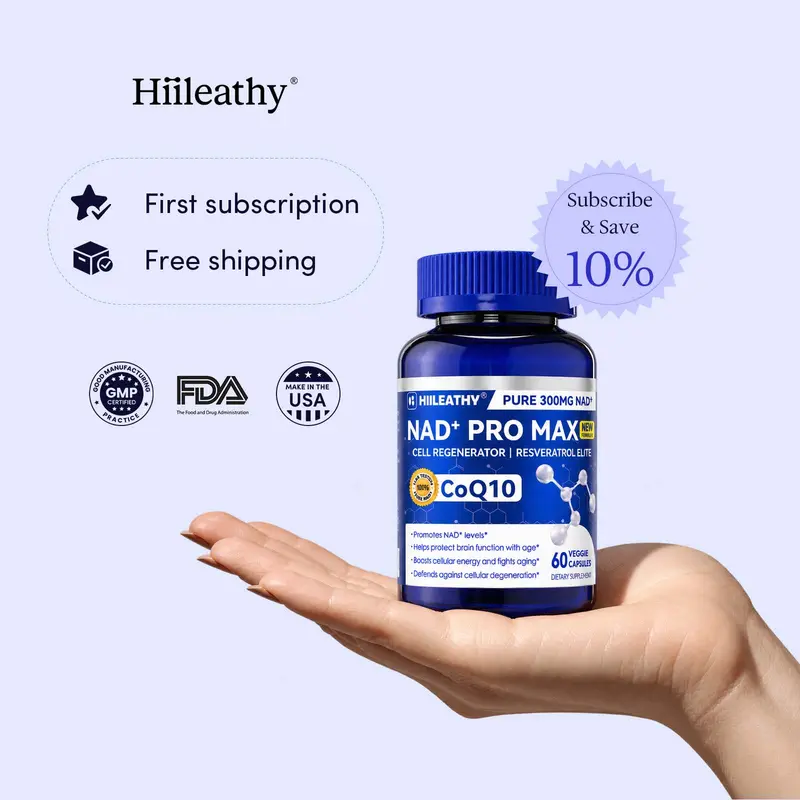 HIILEATHY NAD+ PRO MAX | Premium NAD+ with CoQ10 & Resveratrol | Daily Wellness Formula | Made in USA Capsules Supplement