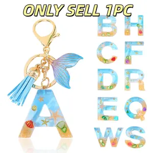 Ocean Style Tassel Letter Keychain, 26 Alphabet Charm Ladies Car Keyring, Stylish Accessory for Women, Perfect Gift Idea