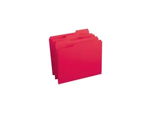 Smead 12734 File Folders, 1/3 Cut, Reinforced Top Tab, Letter, Red, 100/Box
