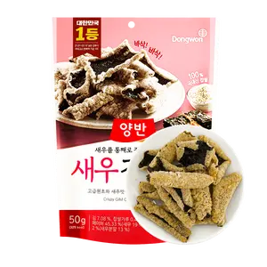 DONGWON Korean Roasted Seaweed Snacks - Shrimp Flavor Crispy Gim Flakes, 50g - Savory Korean Snack Food for Lunchbox & Party