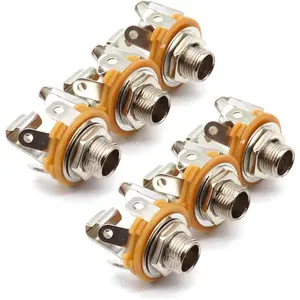 6.35mm (1/4inch) Female Stereo Socket Panel Mount Jacks, Patch Cables, Microphone Connector Adapter 6 Pack-Lageter