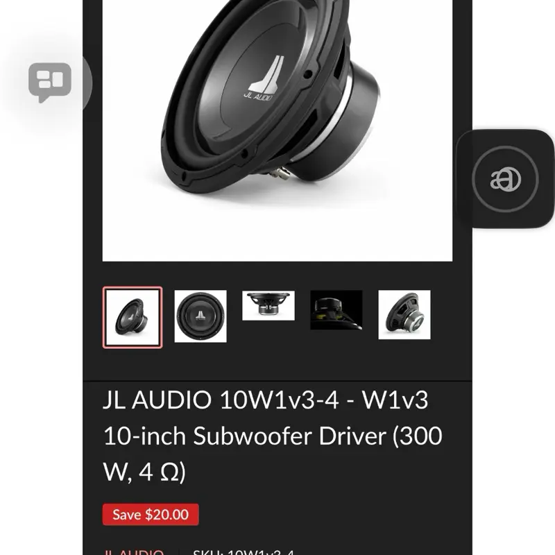JL AUDIO 10W1v3-4 W1v3 10-inch Subwoofer Driver 300W 4Ω High-Quality Sound System