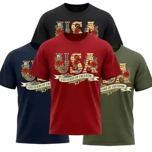 USA 250 Years of Freedom T-Shirt, Patriotic Floral America Graphic Tee, Vintage Independence Day 1776–2026 Shirt, Classic USA Gift for Men and Women