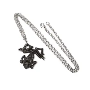 Pewter Black Toad Frog Necklace