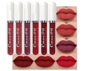 evpct 6Pcs Lipstick Matte Liquid Lipstick Lipgloss Set for Women, Dark Deep Bright Ruby Sexy Brick Red Mauve labiales mate 24 horas originales matte larga duracion 24 Hour Lipstick Long Lasting