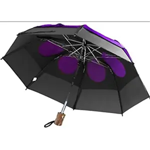 212 MAIN GustBuster 34143PUR-BL LTD Steel Auto Open & Close Vented Compact Umbrella - 43 in., Purple & Blue, Cover, Box, Ideal Gift for Home Use