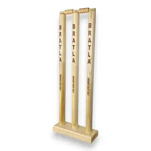 CBB Cricket Wicket Stumps Multi-Surface Placement with Wood Base