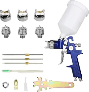 HVLP Spray  with Replaceable 1.4mm 1.7mm 2.0mm Nozzles  Cap Automotive Air  Sprayer  Kit with 600cc Capacity Cup for  Primer,Furniture Surface Spraying,Wall Painting,Base Coatings