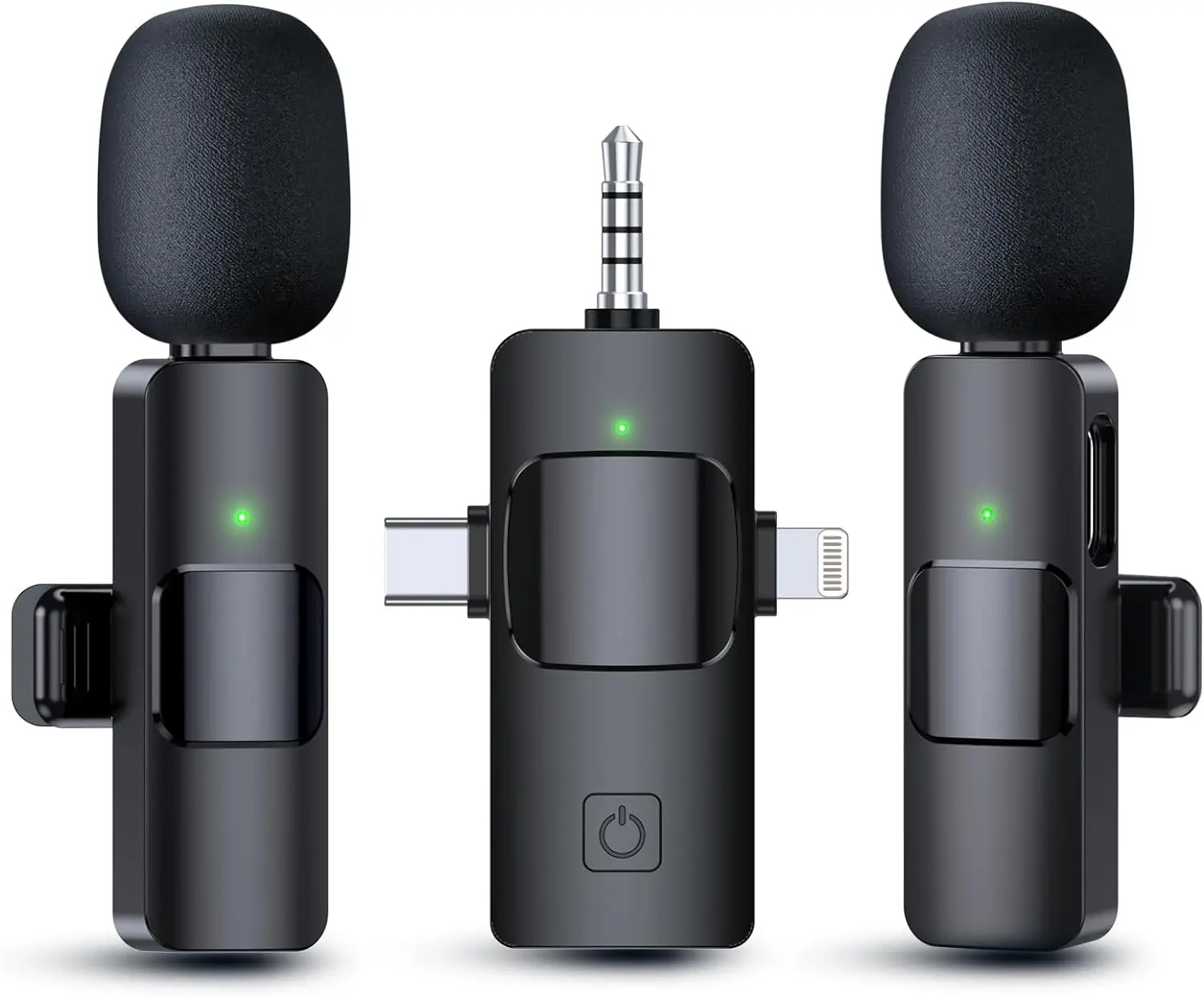 Wireless Lavalier Microphone Kit with 3-in-1 Receiver, Compact Plug-Charging Mini Clip-On, Stable Transmission, Real-Time Monitor, Professional Radio Noise Reduction for Android Devices, DSLR Audio Recording