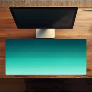 GREEN GRADIENT DESKMAT - aesthetic turquoise ombre mousepad for pc gaming and desk setup - home office accessories - rubber deskpad gift for gamers