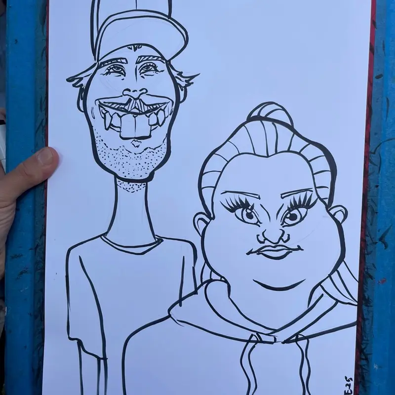 Hand Drawn Black Marker Caricature - An illustration of one or many adorable faces in my signature style. Ready to be shipped or scanned and delivered digitally.