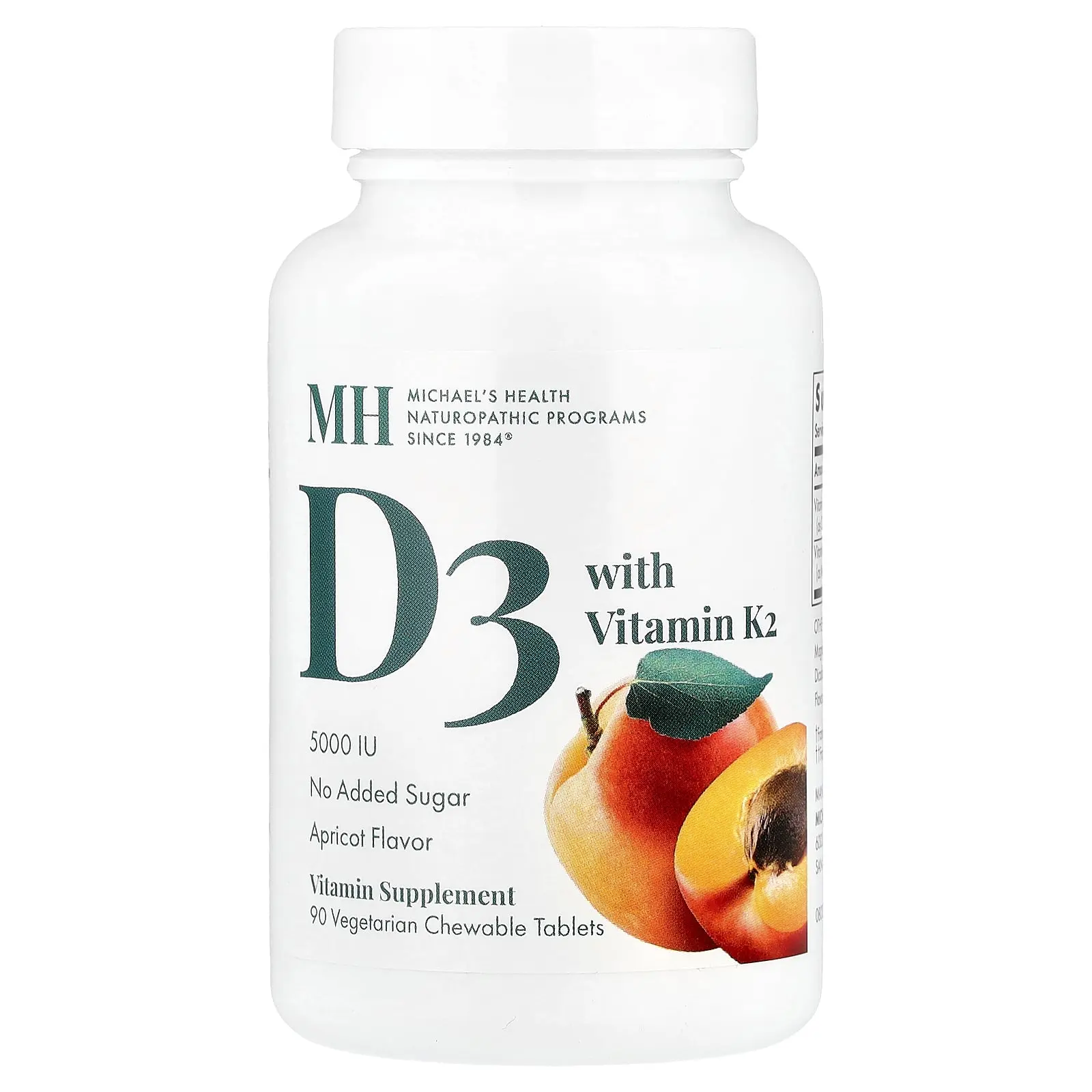 Michael's Health D3 with Vitamin K2, Apricot, 90 Vegetarian Chewable Tablets