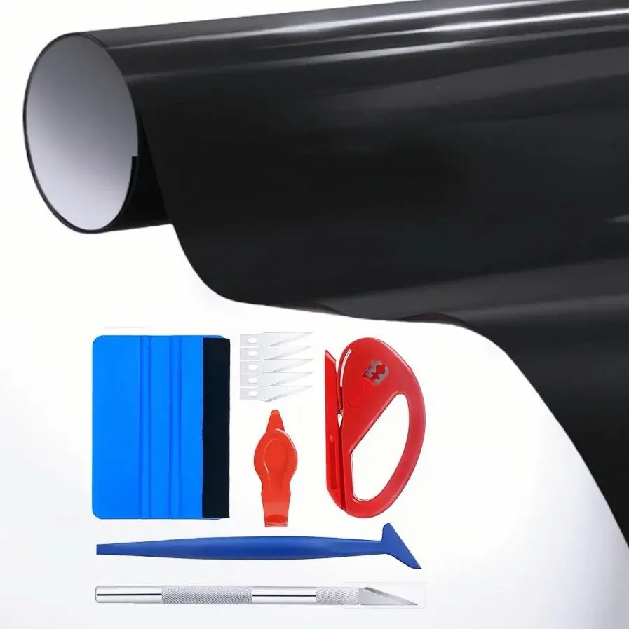 RAVOONY 60" x 12" Universal Gloss Black Vinyl Wrap Air Release Film for Cars Motorcycles Laptops Furniture with Tools Included UV-Resistant Easy Application Longevity Bumper Sticker summerwins