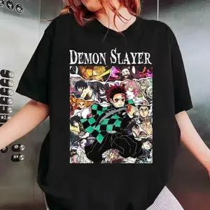 [tiktok shop deals]Demon Slayer Anime Shirt, Demon Slayer Character Tee, Kimetsu No Yaiba Shirt, Gift For Fan, Unisex Short Sleeve Tee demon slayer merch vintage graphic tees casual outfits women meme shirts eli white boyfriend fit