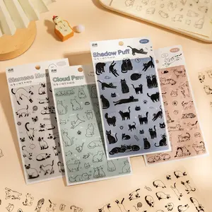 4 Styles 8 Sheets New Kitten Stickers with line art cat designs, perfect gifts for cat lovers. Ideal for decorating journals, tablets, suitcases, skateboards and more.