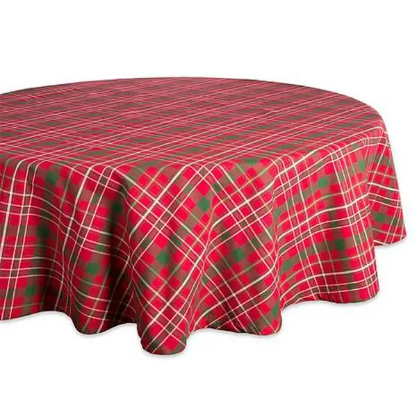 Design Imports Tartan Holiday Plaid Tablecloth - 70" Round