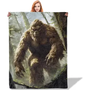 SoftHaven Bigfoot Throw Blanket 60x80, Bigfoot Theme Blankets for Living Room Decor, Soft Flannel Bigfoot Gifts for Women