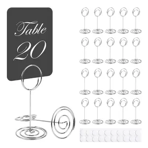 Table Number Holders with Adhesive Stickers | Available in 3 Sizes | Place Card Holder, Table Number Stands, Table Card Holders for Photo Holder at Wedding Party Office (Gold)