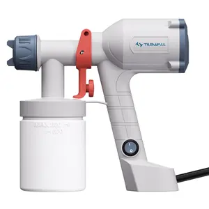 Tilswall HVLP Paint Sprayer Ultra-Light Electric Spray Gun with 20 FL Oz Detachable Cup, 2 Nozzles & 3 Patterns, Perfect for Furniture, Cabinets, Fence, Walls, Doors, Garden & DIY, White Portable Power Tool Home Handle Air Brush
