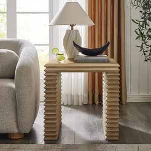 Canto Square 24" Stacked Design End Table in Weathered Oak