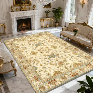 Vintage-Style Exquisite Square Printed Velvet Carpet – Versatile Home/Commercial Decor, Multi-Size, Machine-Washable, Soft & Non-Shedding