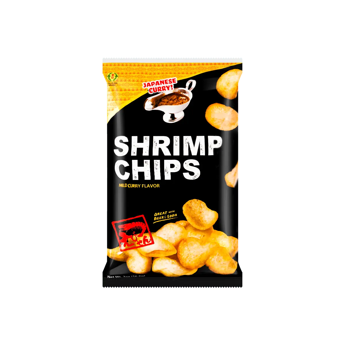 KIN Mild Japanese Curry Flavor Shrimp Chips 2oz Snack Crispy Savory Crunchy