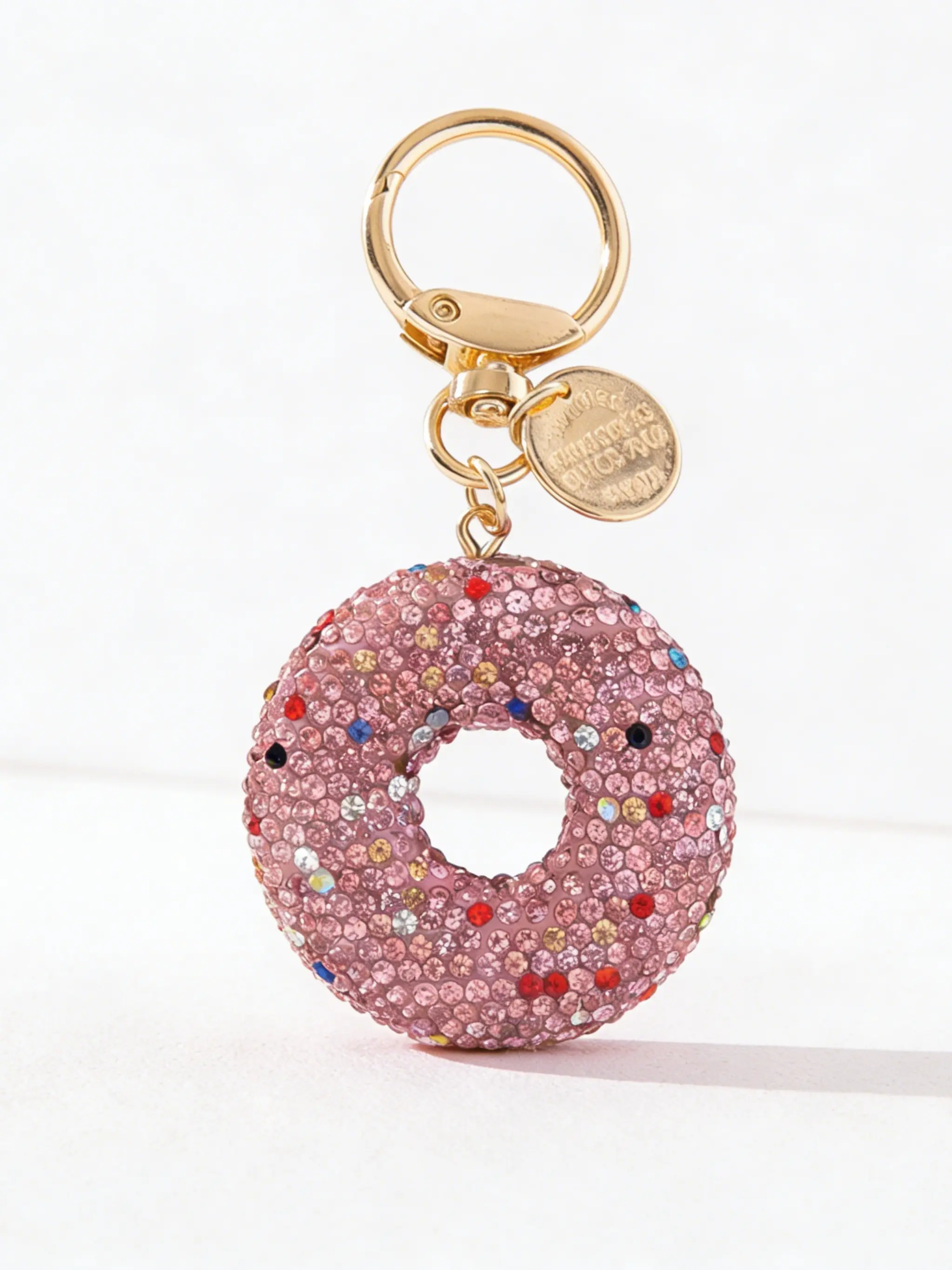 New Donut Keychain with Rhinestones, Handmade Minimalist Style, Perfect Graduation and Back-To-School Gift, Bag Charm, Car Key Chain, Phone Strap, Keychain for Bags